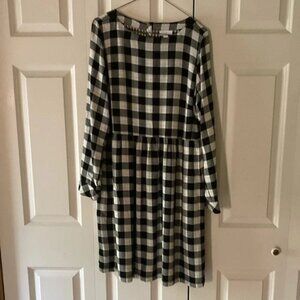 J Jill gingham black and white dress tab sleeve button back women’s medium
